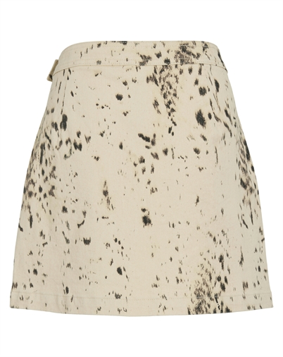 Vila - VISanora RW Print Denim Short Nederdel - Birch/Slate Black